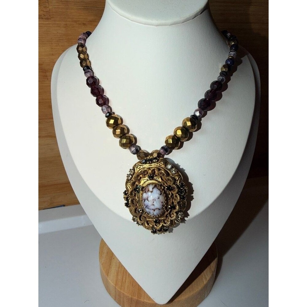 Vintage 'Original by Robert' Ornate Gold Tone Necklace with Brooch Pen